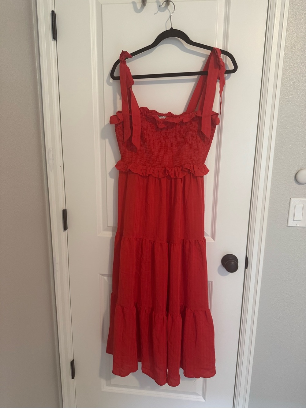 Smocked Tie-Strap Maxi Dress